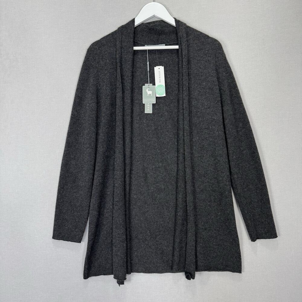 In Cashmere Desiree Cardigan Womens L Charcoal Heather‎ Open Luxury Minimalist